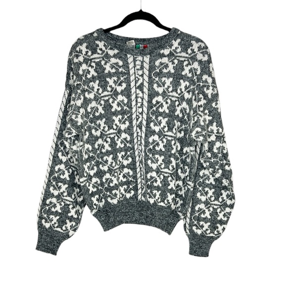 Vintage Sweaters - Vintage Colore Made in Italy Wool Blend Gray and White sweater